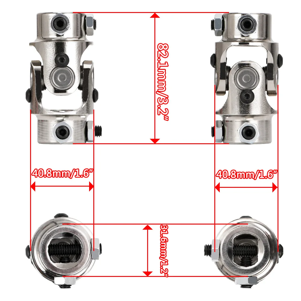 3/4" DD x 3/4" DD Nickel Plating Single Steering Shaft Universal U Joint Total Length 83mm (3-1/4") HT-SJS01 linear shaft rod,rod end bearings