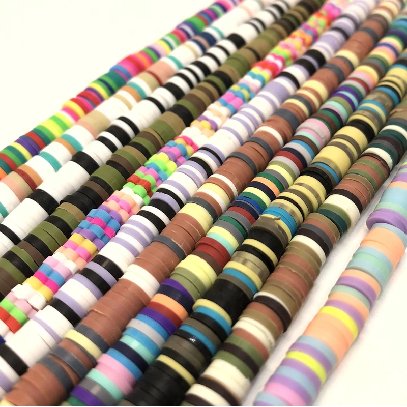

6/8mm color Flat Round Handmade Round Polymer Clay Chip Disk Loose Spacer Beads For DIY Jewelry Making Necklace Bracelet Finding