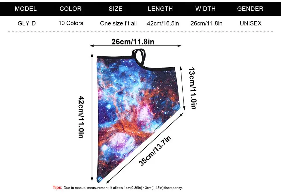 mens infinity scarf 3D Galaxy Scarf Triangle Bandana Tube Neck Gaiter Scarves Hanging Ear Cover Breathable Absorb Sweat Headband Men Women Summer mens head wrap bandana