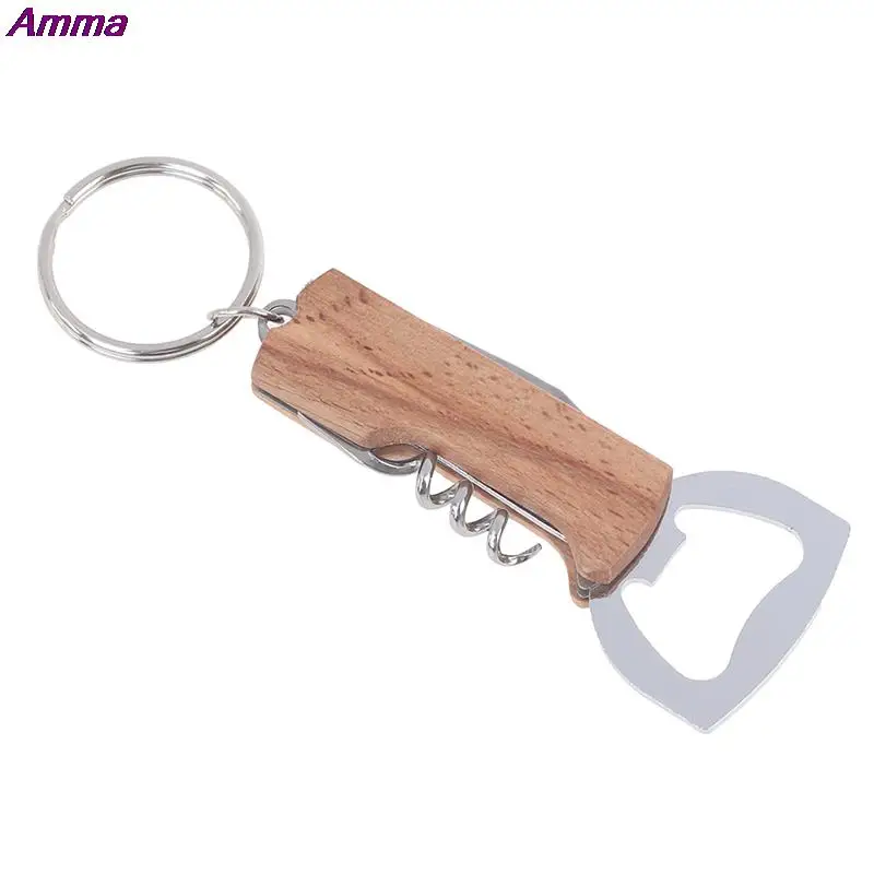 Stainless Steel Multifunctional Wooden Handle Corkscrew Wine Opener Bar