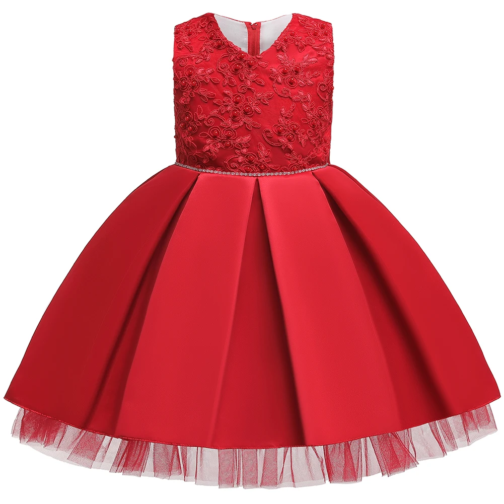 Новые Вечерние платья с вышитыми цветами для маленьких девочек Рождественская одежда для детей на свадьбу детские платья, одежда для 1, 2, 3, 4, 5, 6, 7, 8 лет