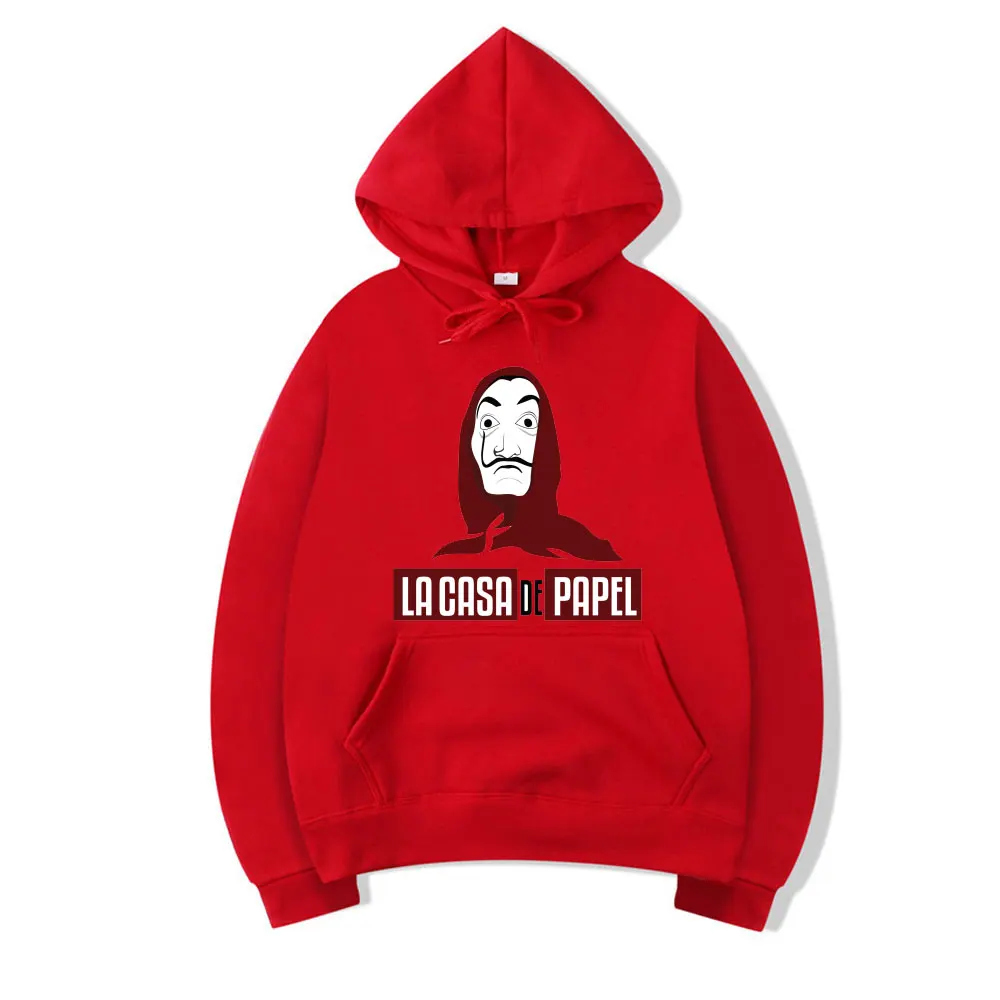 Свитшоты La Casa De Papel Money Heist tv мужские толстовки мужские свитшоты House Of paper Мужские Зимние флисовые толстовки с капюшоном - Цвет: red2