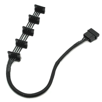 

4-Pin IDE 1to 5 SATA SATA Power Cable Adapter Splitter Cables 18AWG Black Sleeved 40cm For PC Server