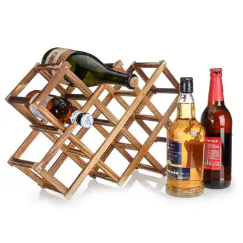 

10 Drink Bottles Displayer Foldable Holder Storage Holders Racks Shelf Organizer Free Standing Wine Cabinet Table Decoration