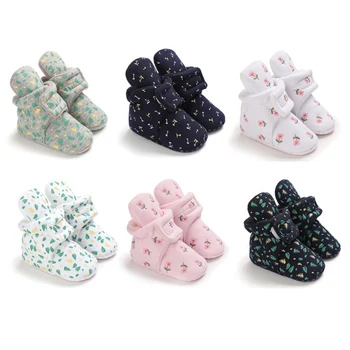 

Newborn Baby Socks Shoes Boy Girl Star Toddler First Walkers Booties Cotton Comfort Soft Anti-slip Warm Infant Crib Shoes