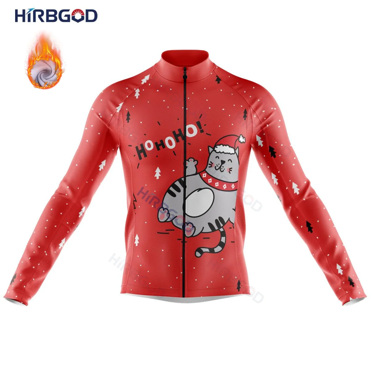 

Рождественская Милая Мужская велосипедная Джерси HIRBGOD 2022 с котятами, теплая зимняя одежда с длинным рукавом, велосипедная одежда из полиэстера с рисунком
