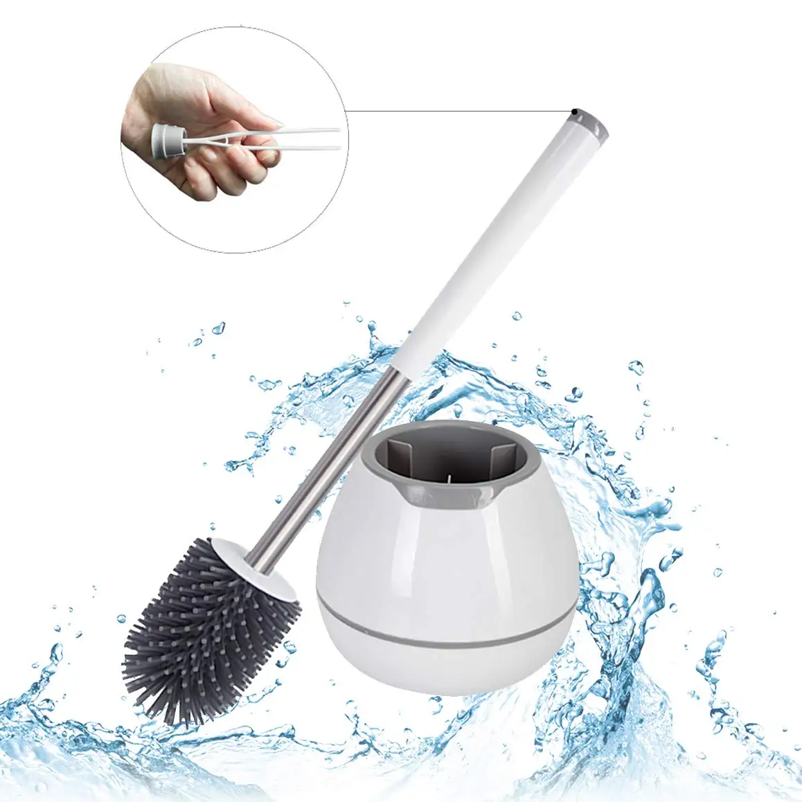 Eyliden Toilet Brush and Holder, Silicone Bristles Toilet Bowl Brushes