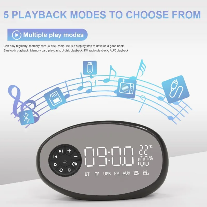 Усовершенствованный динамик Bluetooth динамик температура Радио электронный будильник многофункциональные часы беспроводной сабвуфер