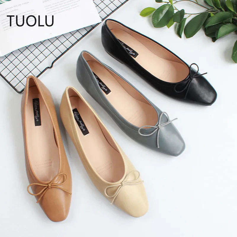 Ladies Shoes Square Toe Flats Slip on Casual Boat Shoes New Women's Flat Loafer Autumn Women Shoes Black Red Zapatos Mujer