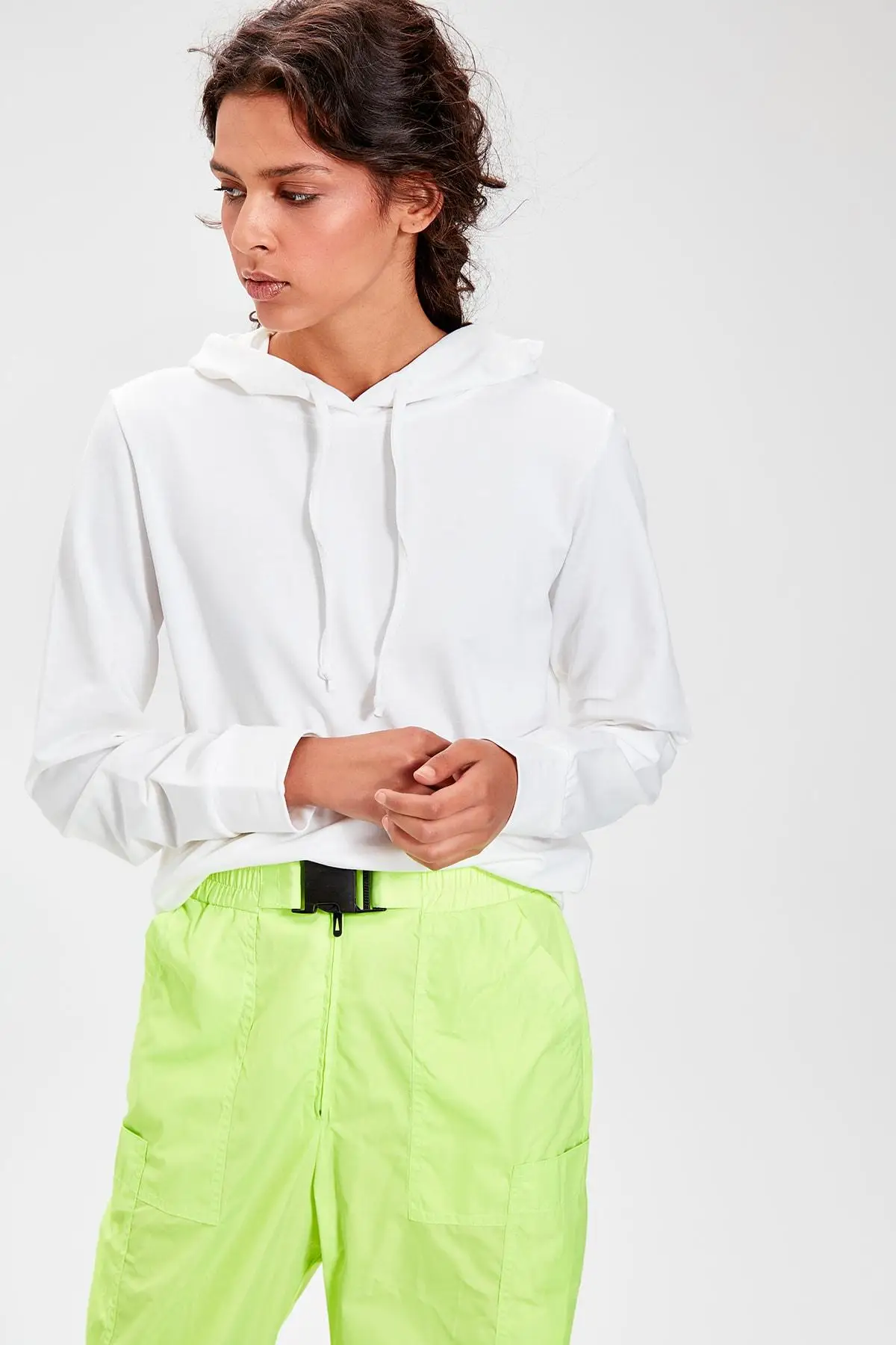 Trendyol экрю с капюшоном трикотажная толстовка TWOAW20SW0059