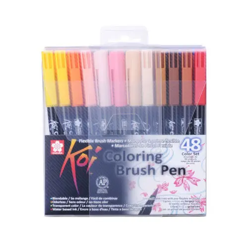 Sakura Koi Coloring Brush  XBR 6-Gray∣12∣24∣48-Color Brush Water Color Pen Set 