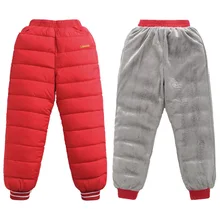 INS/Лидер продаж года, Зимние Детские Пуховые брюки с хлопковой подкладкой теплая верхняя одежда для мальчиков и девочек теплая Вельветовая одежда