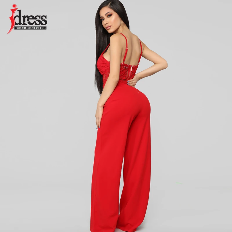 IDress Women Summer Sling Sleeveless Jumpsuit Lace Strappy Holiday Long Playsuits Trouser Fashion 2019 Dropship Sexy Jumpsuit (7)