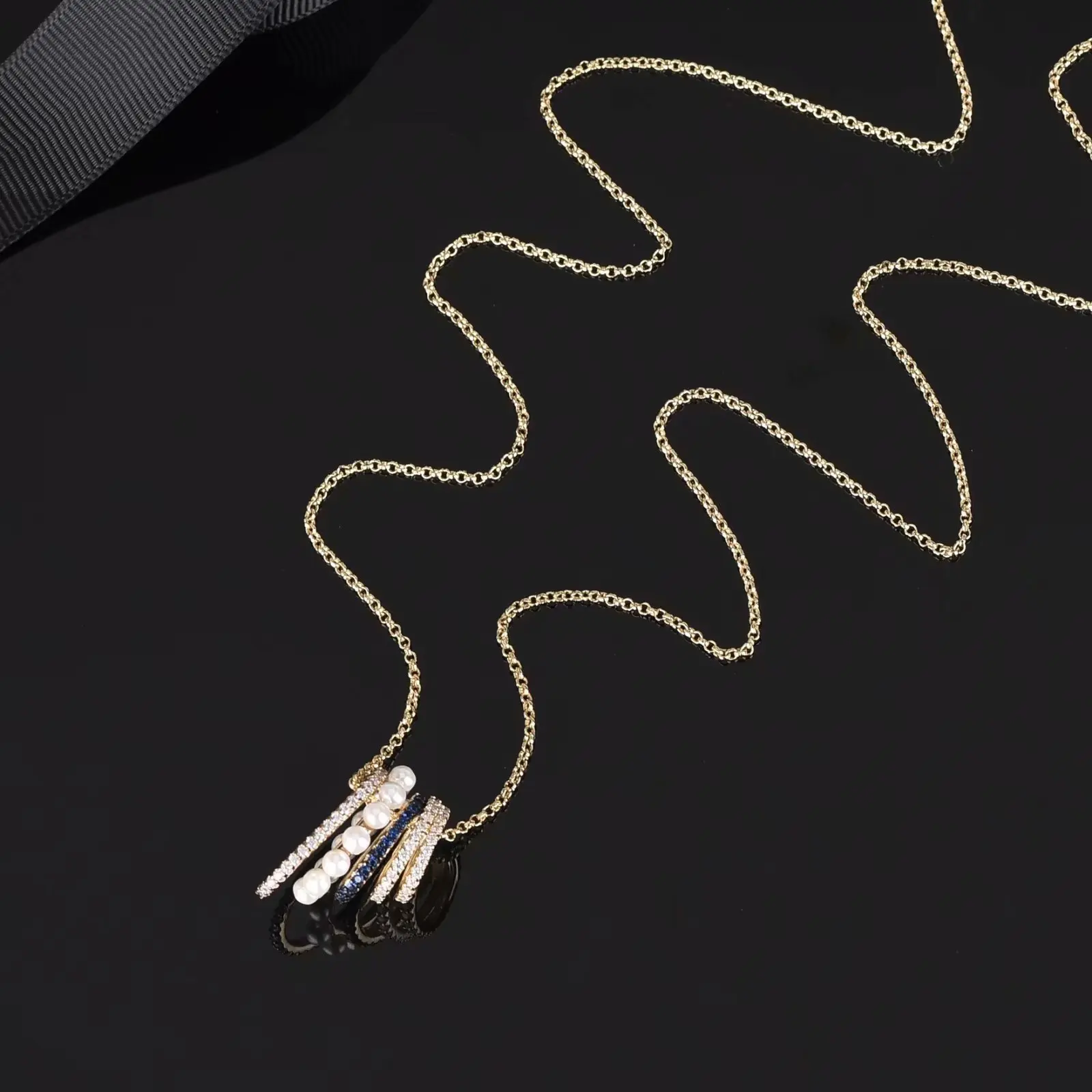 Несколько окружностей Цепочки и ожерелья жемчужные циркониевые короткая цепочка простая утверждающий кулон ожерелье в стиле бохо, ювелирное изделие, Ожерелье De Moda Zk40