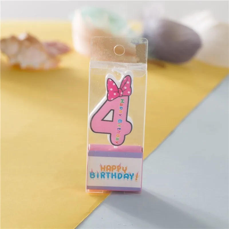 Номер 0-9 розовый синий Микки и Минни Маус свечи с изображением мышей для детей День рождения свадебные украшения аксессуары флажки для торта - Цвет: P4