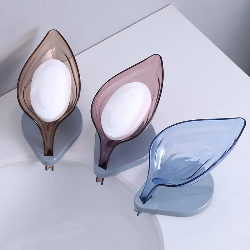 Drainage Leaf Soap Dishes Holder Drain Box Suction Cup Non-slip Transparent Tray Storage Drying Rack Bathroom Accessories | Дом и сад