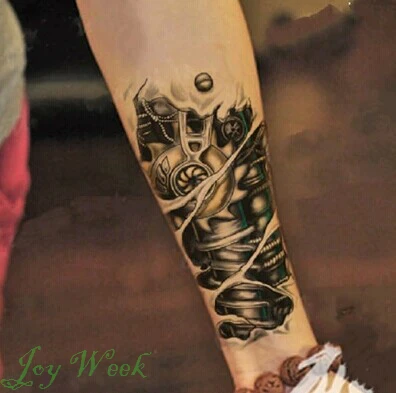 Водонепроницаемая временная татуировка наклейка на тело 3D робот татуировки на руке наклейка s флэш-тату поддельные татуировки для мужчин - Цвет: Монохромный