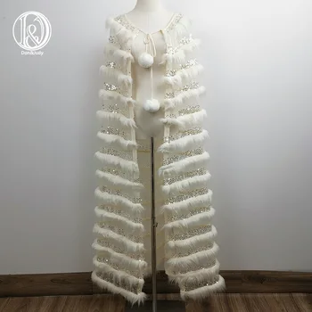 

Don&Judy Maternity Cape for Photos Shoot Long Cloak Fur Sequin Cape Winter Christmas Pregnancy Outdoor Photo Prop New Arrivals