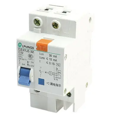 AC230V 32A DZ47LE-1P рейку перегрузки Proetction автоматический выключатель