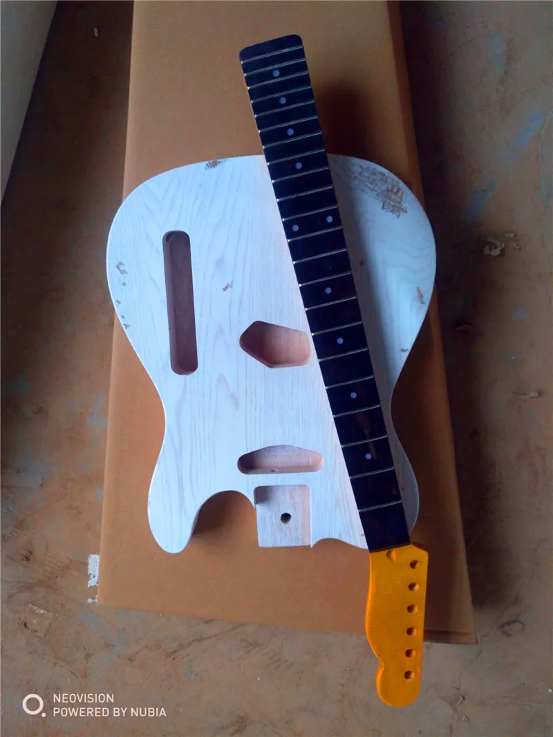 TL semi-finished rosewood, rosewood body and neck, self-installed guitar - Цвет: Белый