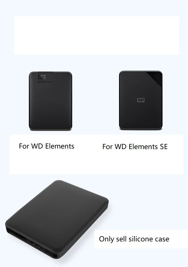 휴대용 하드 드라이브 소프트 실리콘 커버는 WD Elements SE용 슬리브 스킨 1-2TB 케이스를 보호합니다.