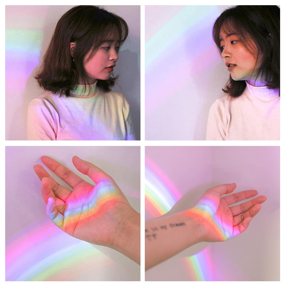 USB Seashell Rainbow Projector LED Night Light Bedside Lamp Room Decor Gift