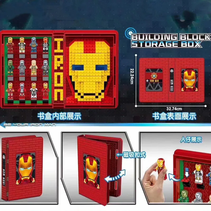 

Marvel Avengers MOC Iron Man Collections Book Super heroes Action Figures Building Blocks Bricks Toys Gifts