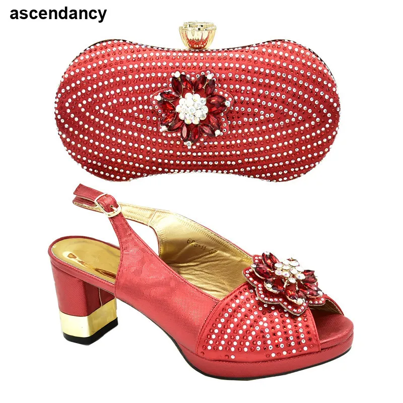 red matching shoes and bags for weddings