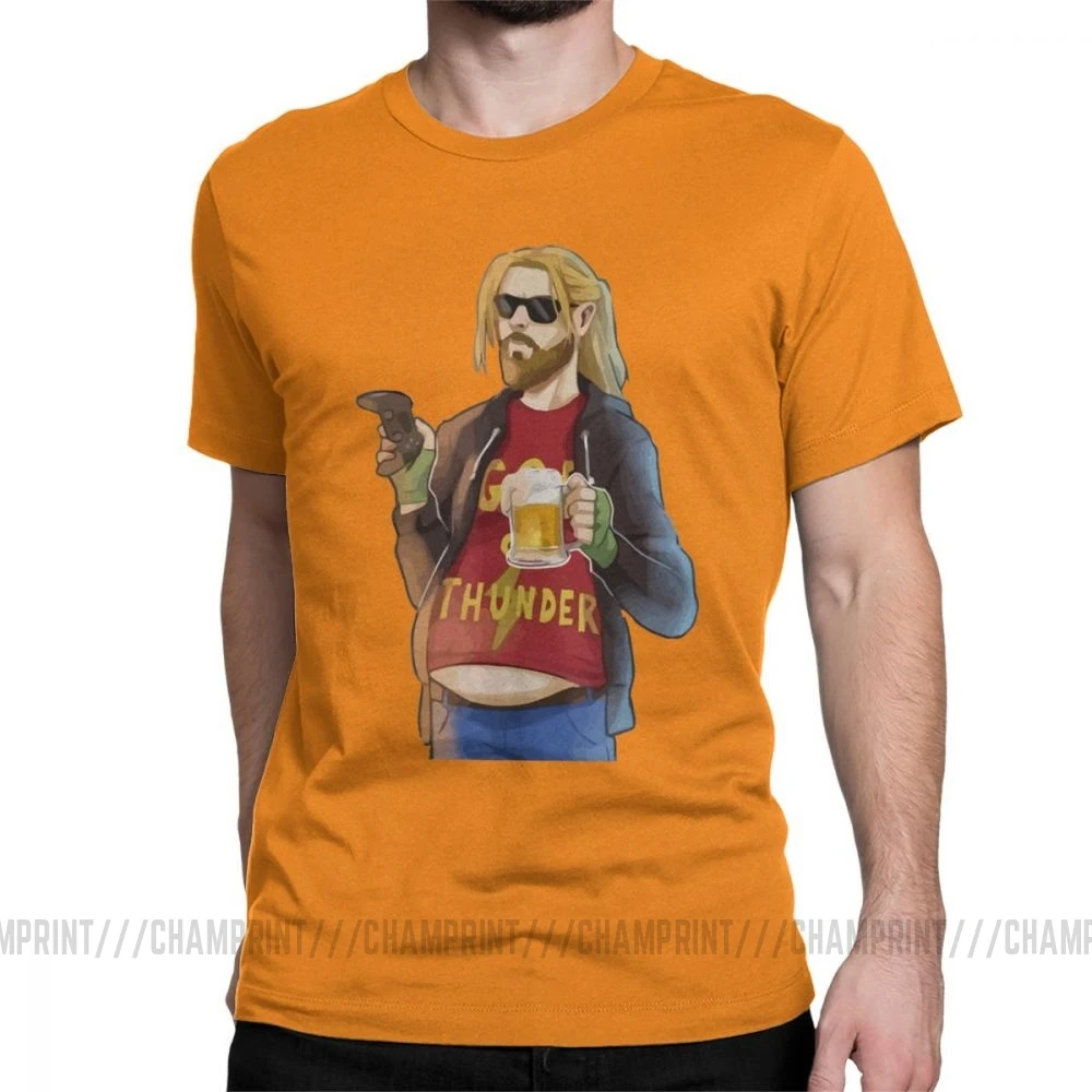 God Of Thunder Fat Thor Like Beer And футболки игровые мужские хлопок футболка с коротким рукавом размера плюс - Цвет: Оранжевый