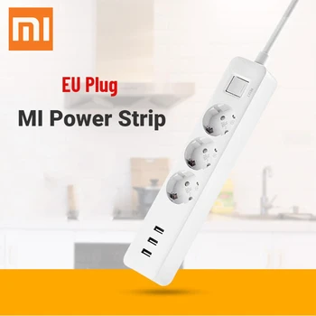 

Xiaomi Mi EU Power Strip 3 Standard EU Sockets 3 USB Ports Fast Charge 750℃ Flame Resistance EU Socket Plug with 1.4m Cable