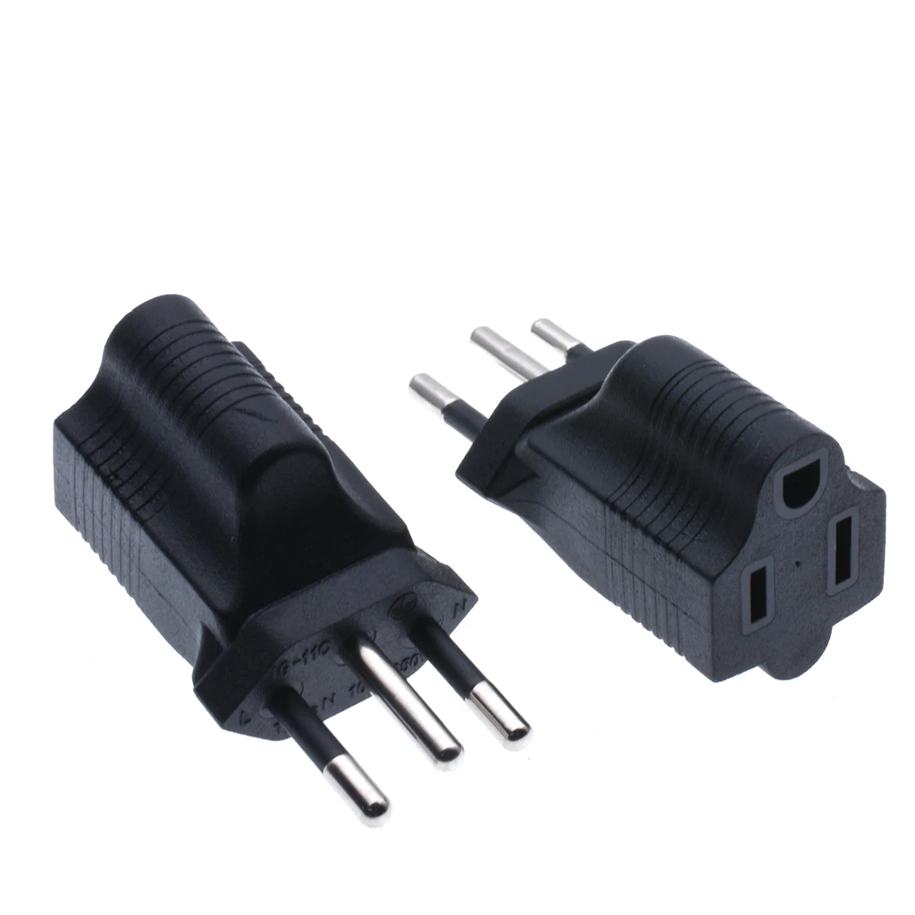 Universal US 5 15R Female to Brazil male Power Plug 3 Round Pin Adapter