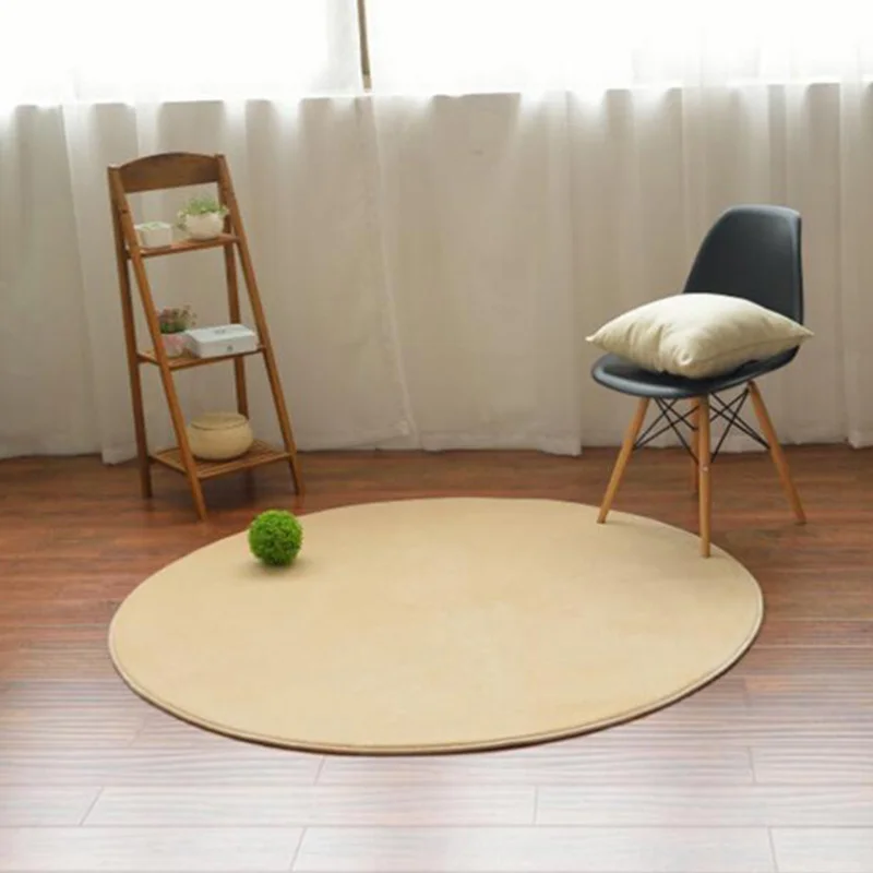 Beige Новинка, коралловый бархат, круглый ковер, современный простой стиль, однотонный коврик для дивана, пола, гостиной, двери, коврик для спальни - Цвет: Beige