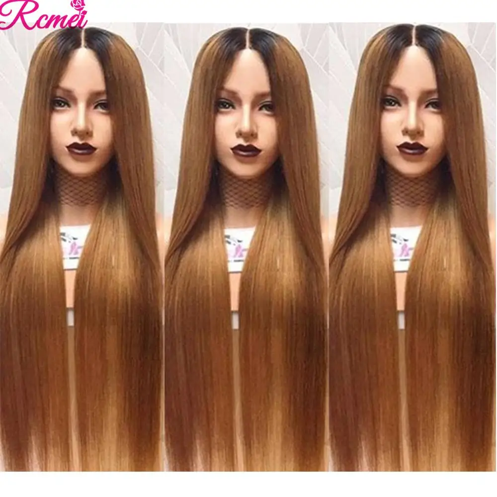 

Rcmei Ombre Wigs 13x4 Lace Front Human Hair Wigs Brazilian Long Straight 1B#4 1B/27 Lace Frontal Wig Pre Plucked Remy Hair Wig