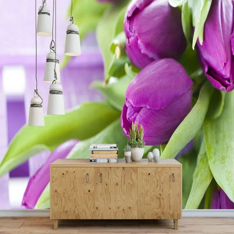 Дропшиппинг пользовательские роскошные обои фиолетовый цветок ботанические