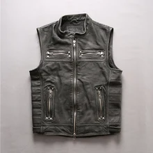 Новые мужские винтажные западные коровьи мотоциклетные кожаные западные настоящие ковбойские байкерские западные S-4XL