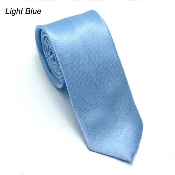 Light Blue 5 см ширина сплошной цвет Модные Узкие галстуки полиэстер узкие тонкие галстуки для взрослых школы детей партии - Цвет: Light Blue