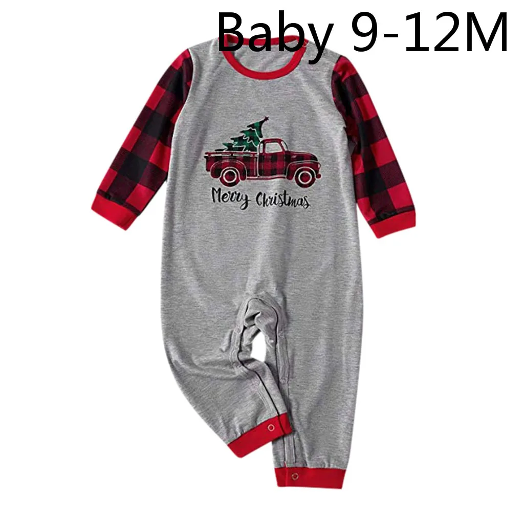 Baby 9-12M Рождественская семейная одежда, пижамы, клетчатый топ с надписью «Man Daddy»+ штаны, Рождественская одежда для сна для взрослых и детей, одежда для сна, одежда для семьи - Цвет: Baby 9-12M