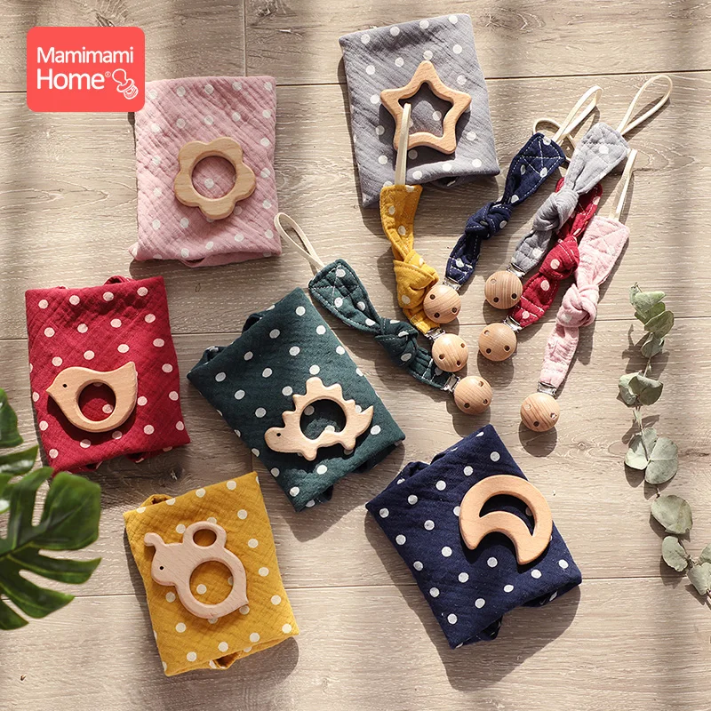 3 шт./компл. детские нагрудники в горошек одежда бандана соски с цепочкой для