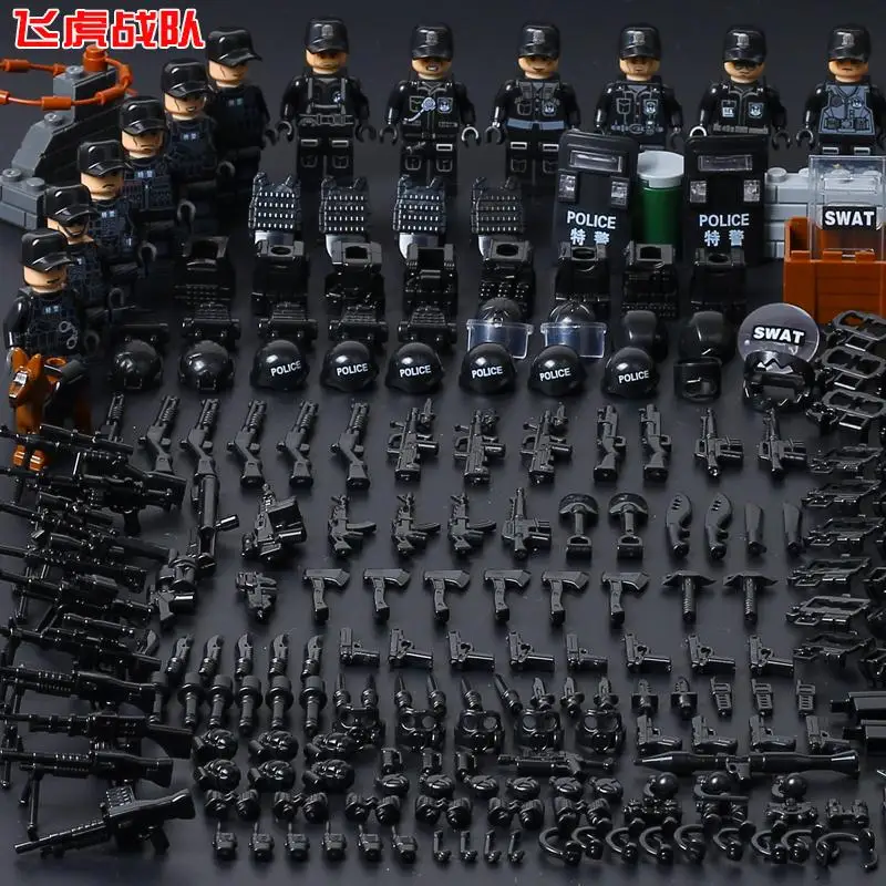 

Compatible legoed Military ww2 Soldier SWAT Army Special Forces Team Soldiers Weapons Building Blocks kids toys child bricks