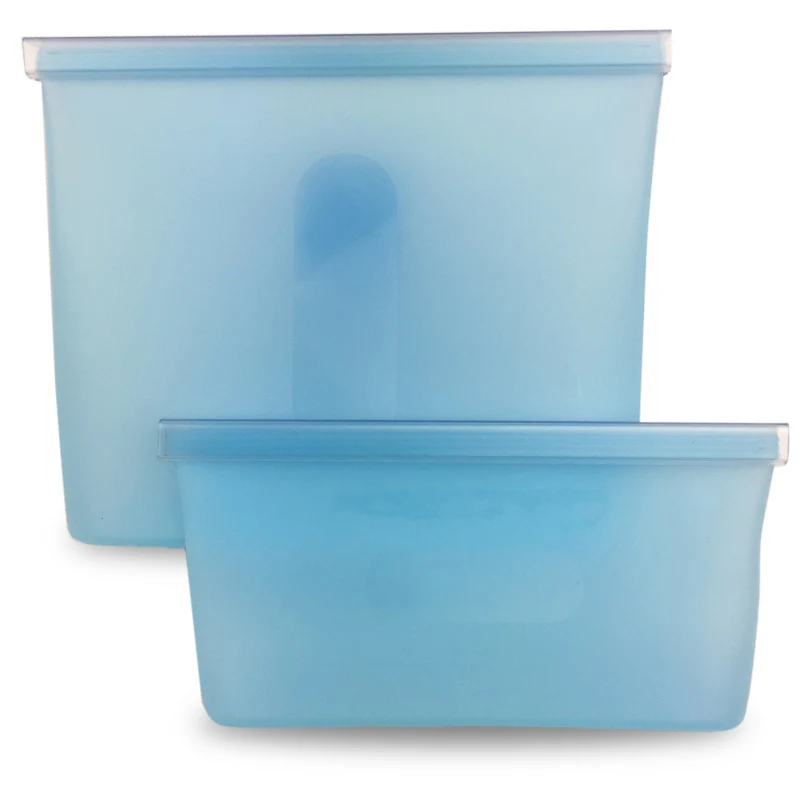 2pcs blue bag Коробки для обедов Еда контейнер Портативный Риса контейнер столовые сервизы многоразовые силиконовые Еда сумка Свежий Герметичная Кружка-загерметизированные мешки - Цвет: 2pcs blue bag