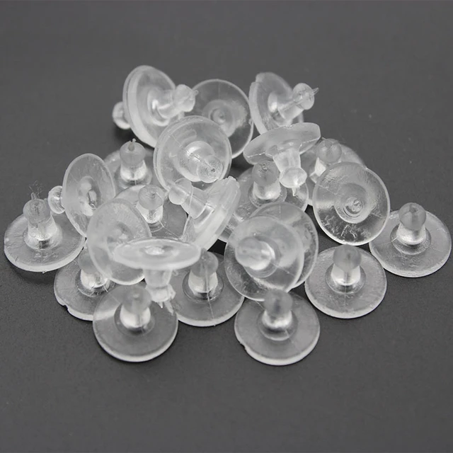 Wholesale Clear Plastic Ear Hooks Back Post Nuts Rubber Earring