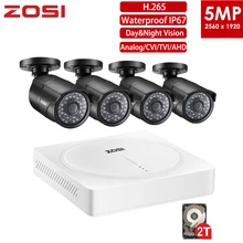 ZOSI 8-канальный сетевой видеорегистратор HD 5MP ночного видения с учетом безопасности видеосигнала Камера Системы с CCTV пули Камера 2 ТБ жесткий диск HDD DVR Kit