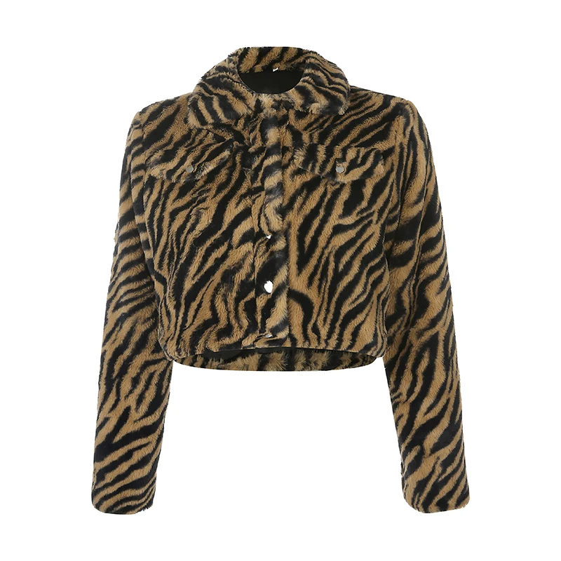 Rockmore Tiger/Полосатые зимние пальто и куртки для женщин; большие размеры; пальто с отложным воротником; Harajuku; уличная одежда; свободная осенняя куртка