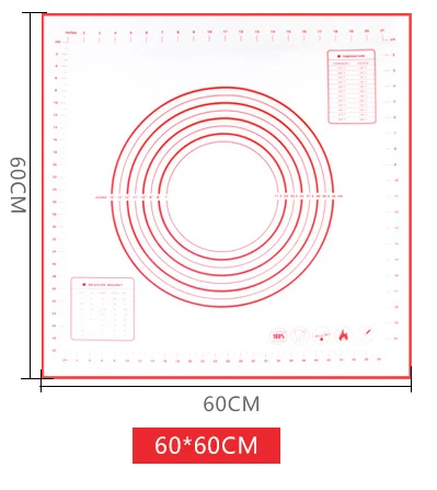 Многоразовый силиконовый коврик для выпечки Эко-коврик для раскатки теста большой антипригарный коврик для духовки Кондитерские аксессуары инструменты новые - Цвет: 60x60cm Red