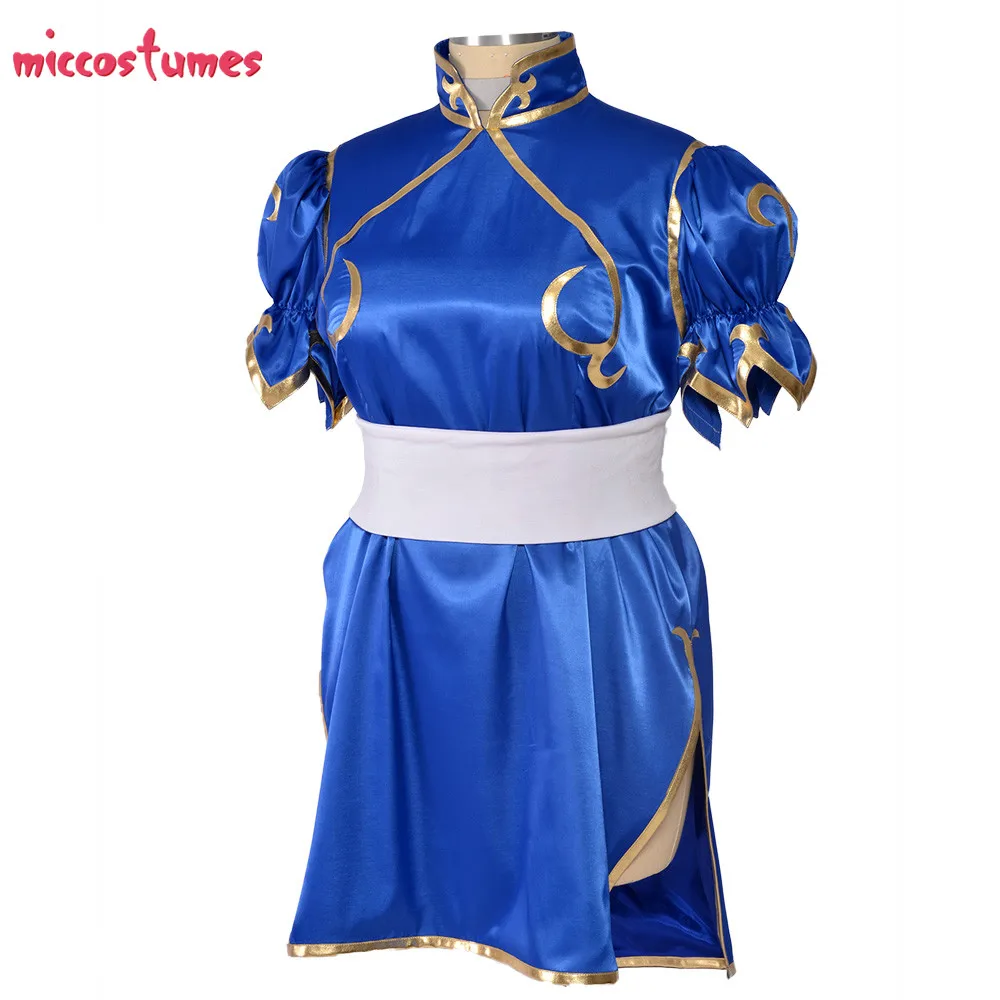 Chun Li Косплей Костюм для взрослых синий Cheongsam вечерние платья на Хэллоуин женский наряд
