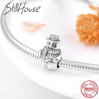 

Christmas Gift cute vivid CZ snowman Silver 925 Beads For Bracelets making Fit Original European Charm Bangle Jewelry