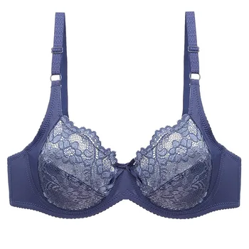 

Bra plus size transparent D E cup underwire high quality lace floral full cover comfort no padding minimizer bra unline size D