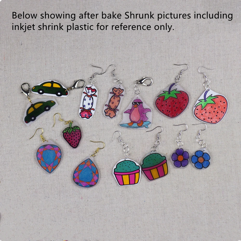 10 Sheets Inkjet Printable Shrink Film for Inkjet Printer Shrink Plastic Sheet for Kids Creative Craft White and Semitransparent