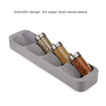 

Kitchen Seasoning Bottle Storage Box Compact and Convenient Storage Floor-mounted Gray Kitchen Drawer Finishing Box Home Use
