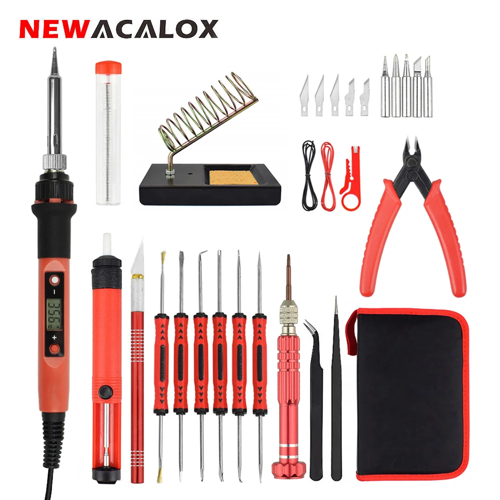 Vente NEWACALOX 80W affichage numérique fer à souder 110 V 220 V 180 480 Celsius thermostatique numérique commandé fer à souder Kit